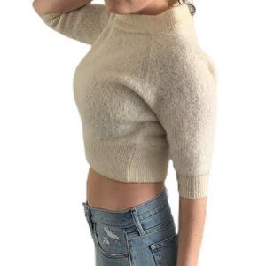Prada | Cropped Cream 3/4 Sleeve Sweater